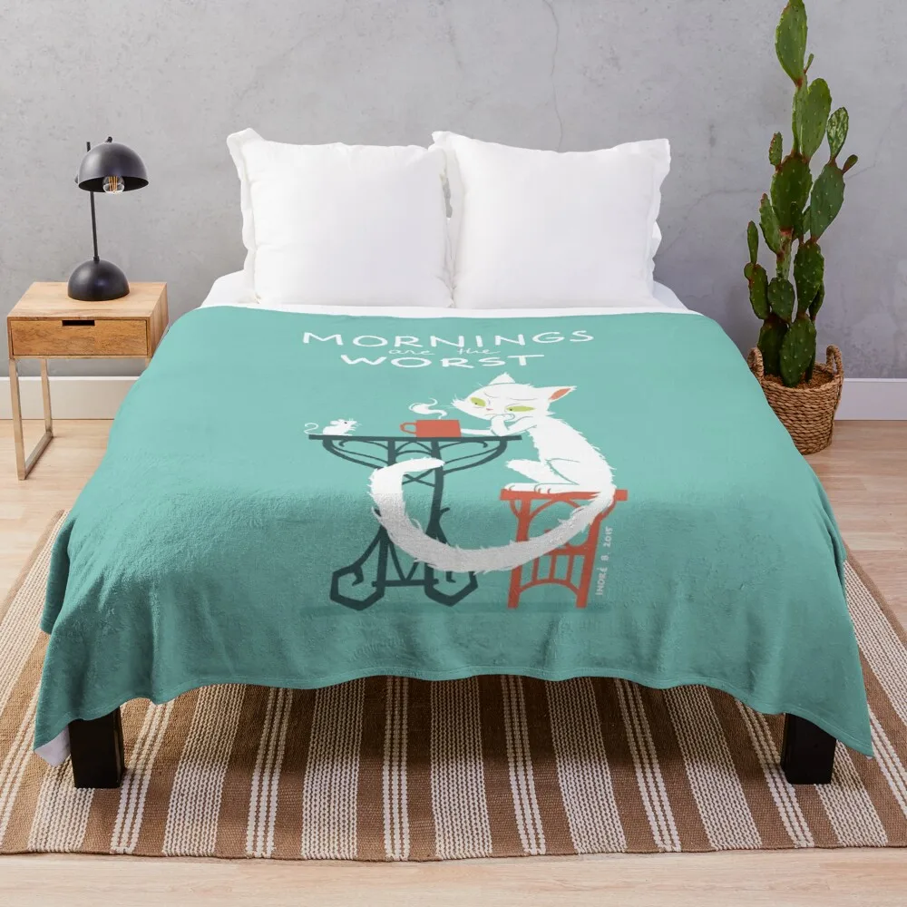 

Mornings are the worst Throw Blanket Fur Blankets Cotton Sofa Throw Nap Blanket