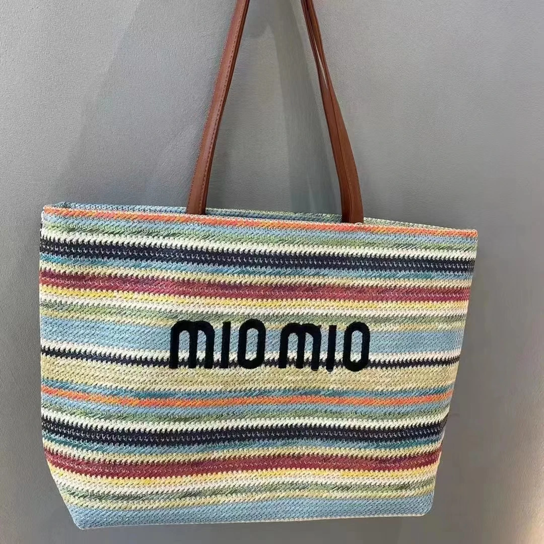 

Luxury miomio summer Straw Tote Bag Holiday beach wind Mommy bag shopping bag