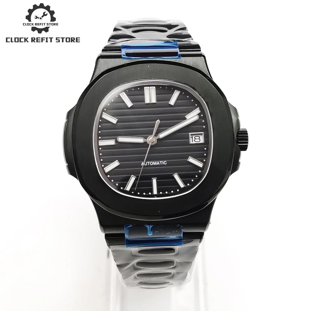 

Роскошные автоматические мужские часы 39 мм черный PVD чехол из нержавеющей стали Sapphire NH35 водонепроницаемые Модные часы с короной