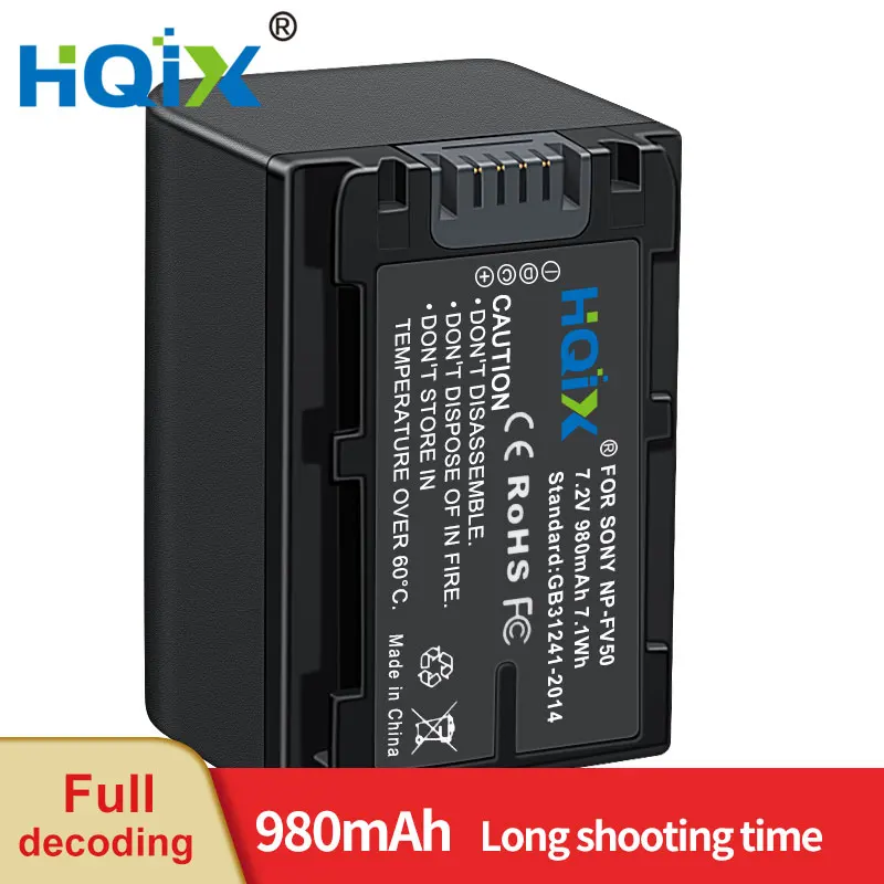 HQIX для Sony HDR-PJ580E PJ580E PJ600E PJ610E PJ670E PJ675E PJ760E PJ810E PJ820 PJ790E TD10E TD20 Camera NP-FV50, зарядное устройство, аккумулятор