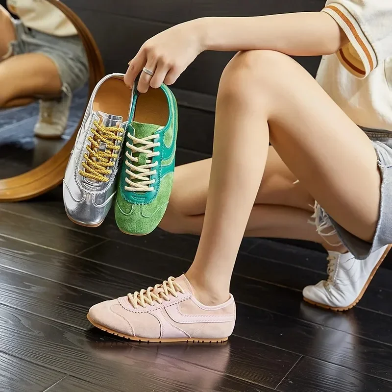 Женские кроссовки в немецком стиле новинка 2024 женские из натуральной кожи на