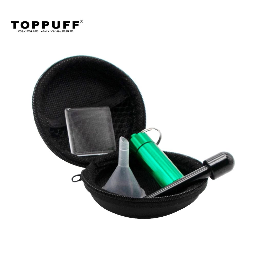 

TOPPUFF Snuff Set Metal Nasal Snuff Sniffer Straw Snorter Tube + Aluminum Storage Container Jar + Plastic Funnel