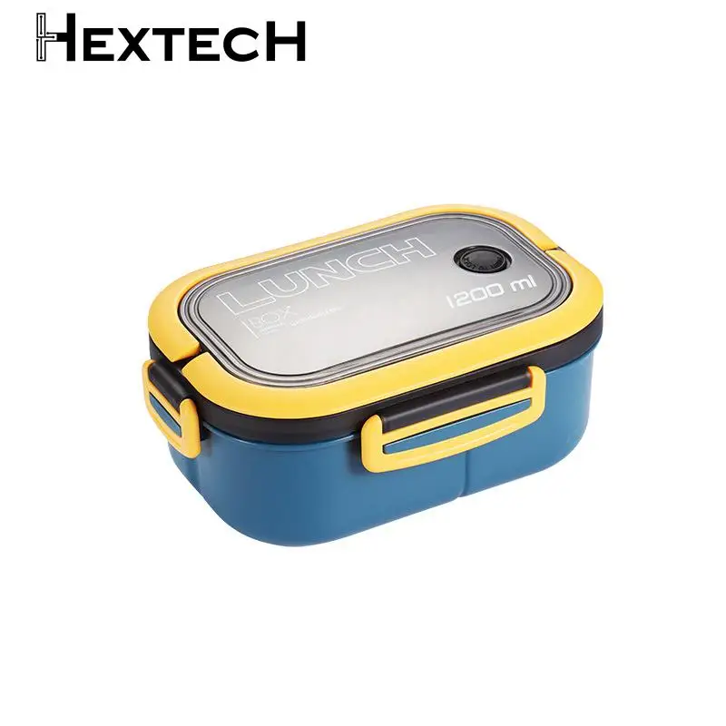 

Portable Hermetic Lunch Box 2 Layer Grid Children Student Bento Box with Fork Spoon Leakproof Microwavable Prevent Odor School