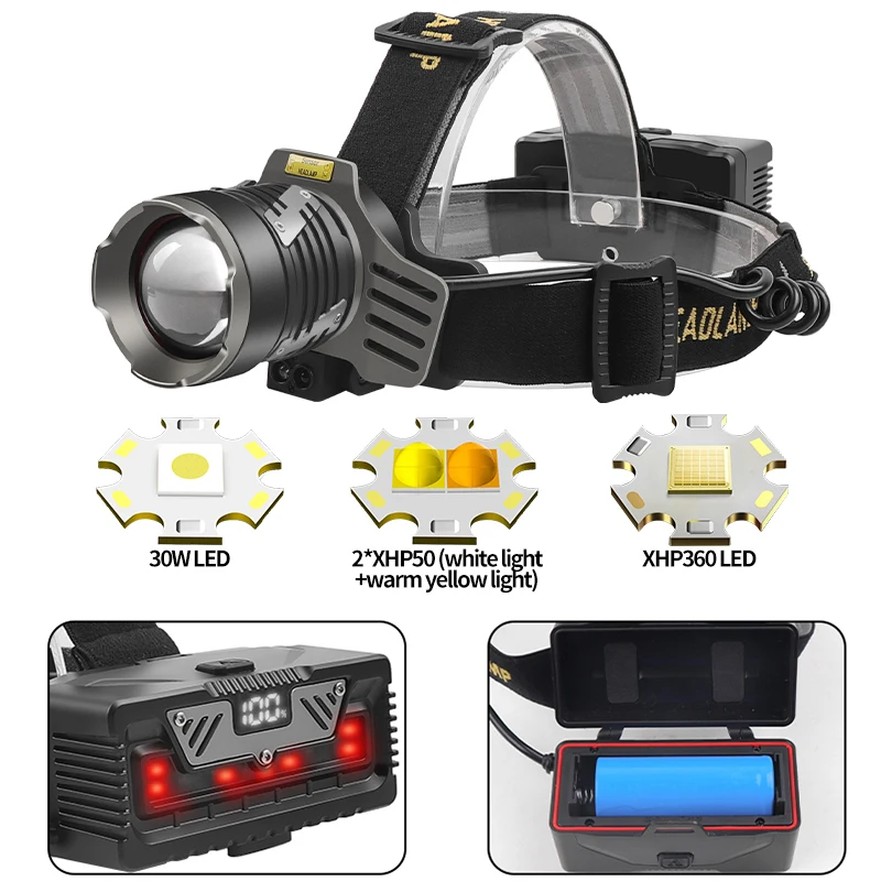 Новый XHP360 Multi светильник источник 2 * XHP50 индукционный налобный фонарь 30 Вт белый