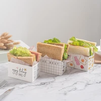 10pcs packing paper boxes for toast hamburger paper box high temperature resistance wrapper box diy baking accessories
