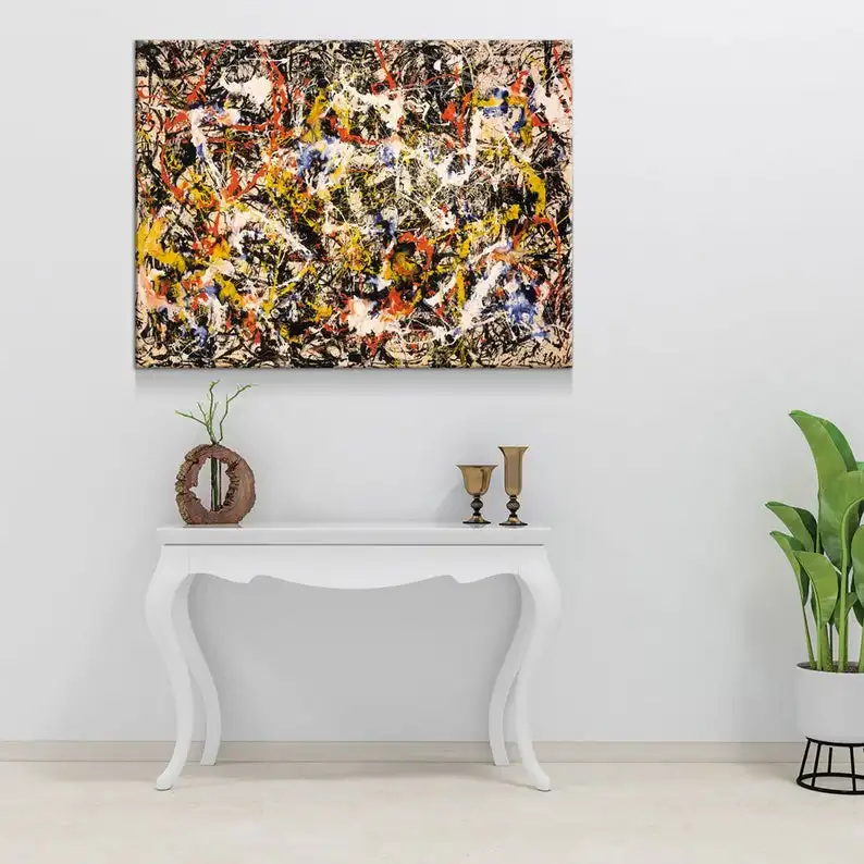 

Convergence Abstract Canvas , Modern Wall Decor, Jackson Pollock Style Abstract Decor Abstract Expressionis mabstract oil