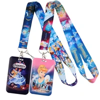 cinderella%c2%a0crystal slipper lanyards keychain animated badge holder id credit card pass hang rope accessories for friends gifts