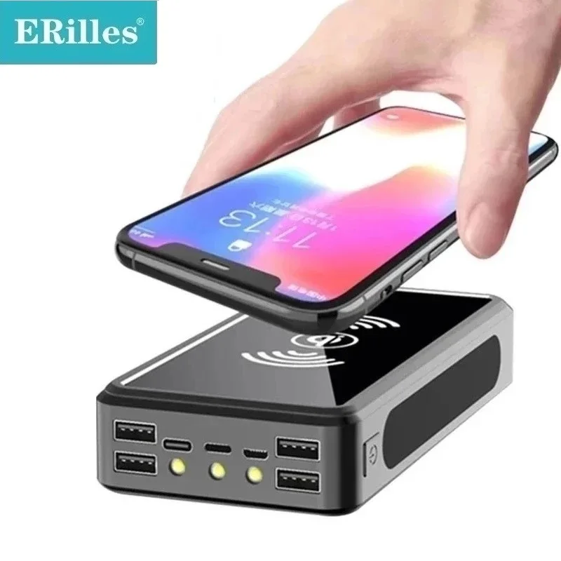 

50000mAh Solar Wireless Power Bank Portable Phone Fast Charging External Charger 4 USB PoverBank LED Light for Iphone Xiaomi Mi