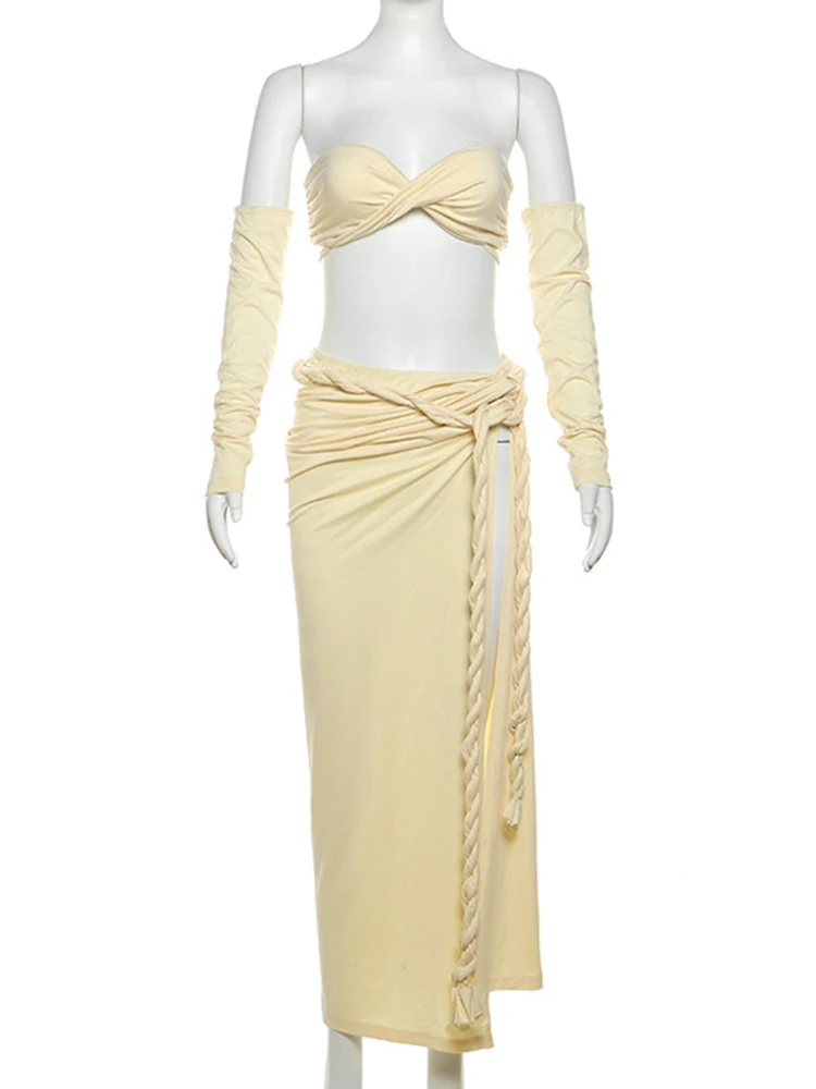 Женские комплекты из 2 предметов ByeMyLove укороченный топ с длинной юбкой женские