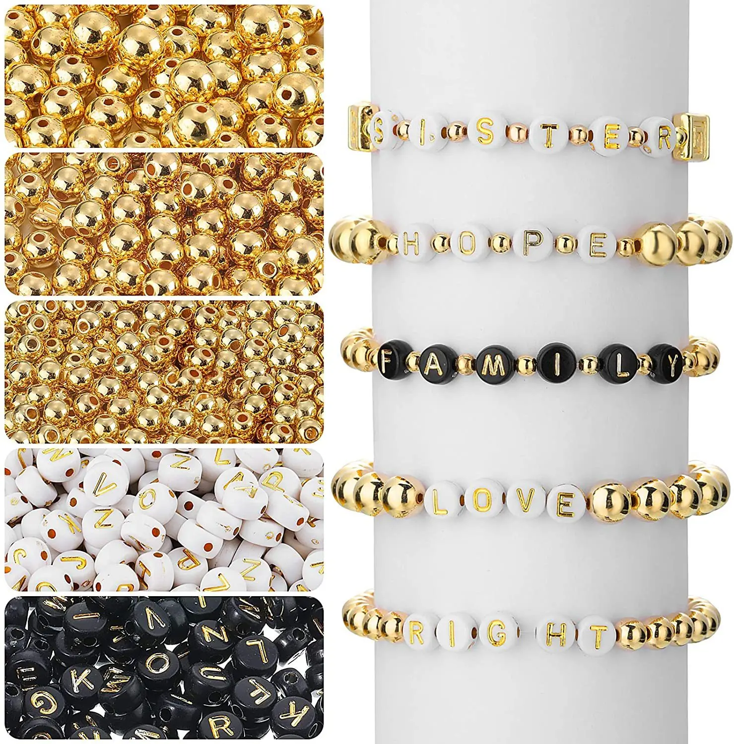 

1600PCS Spacer Bead Small Smooth Bead Letter Loose Beads Alphabet Flat Round Disc Coin Pony Beads Handmade Diy Bracelet Necklace