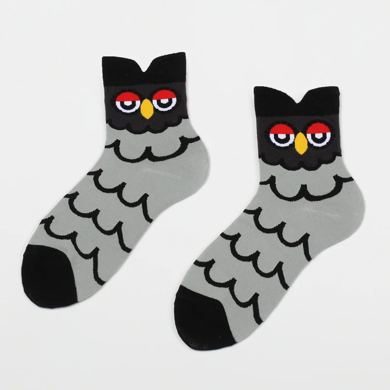 Kawaii Women Animal Cotton Socks Autumn Winter Cartoon Owl Patterned Female Ladies Cute Funny Tube Socks