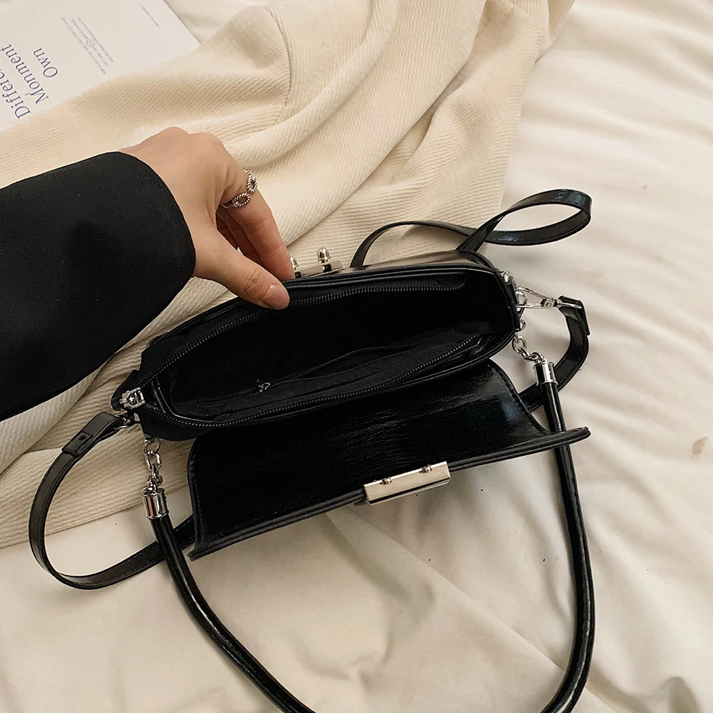 Женская блестящая сумка на плечо из искусственной кожи простая для подмышек