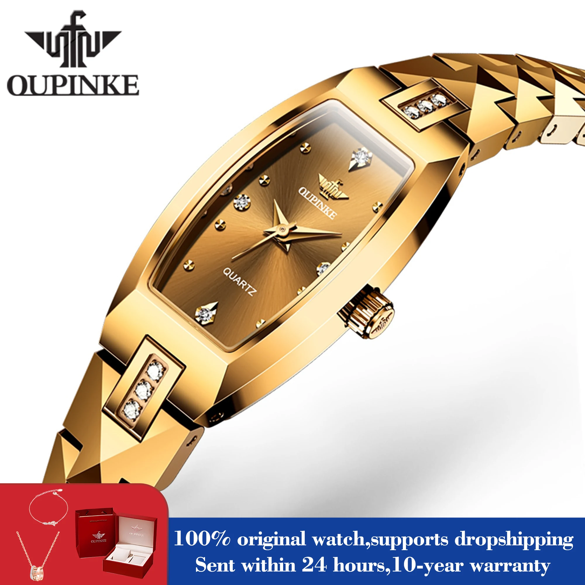 OUPINKE 3242 роскошные элегантные кварцевые часы для женщин ремешок из вольфрамовой