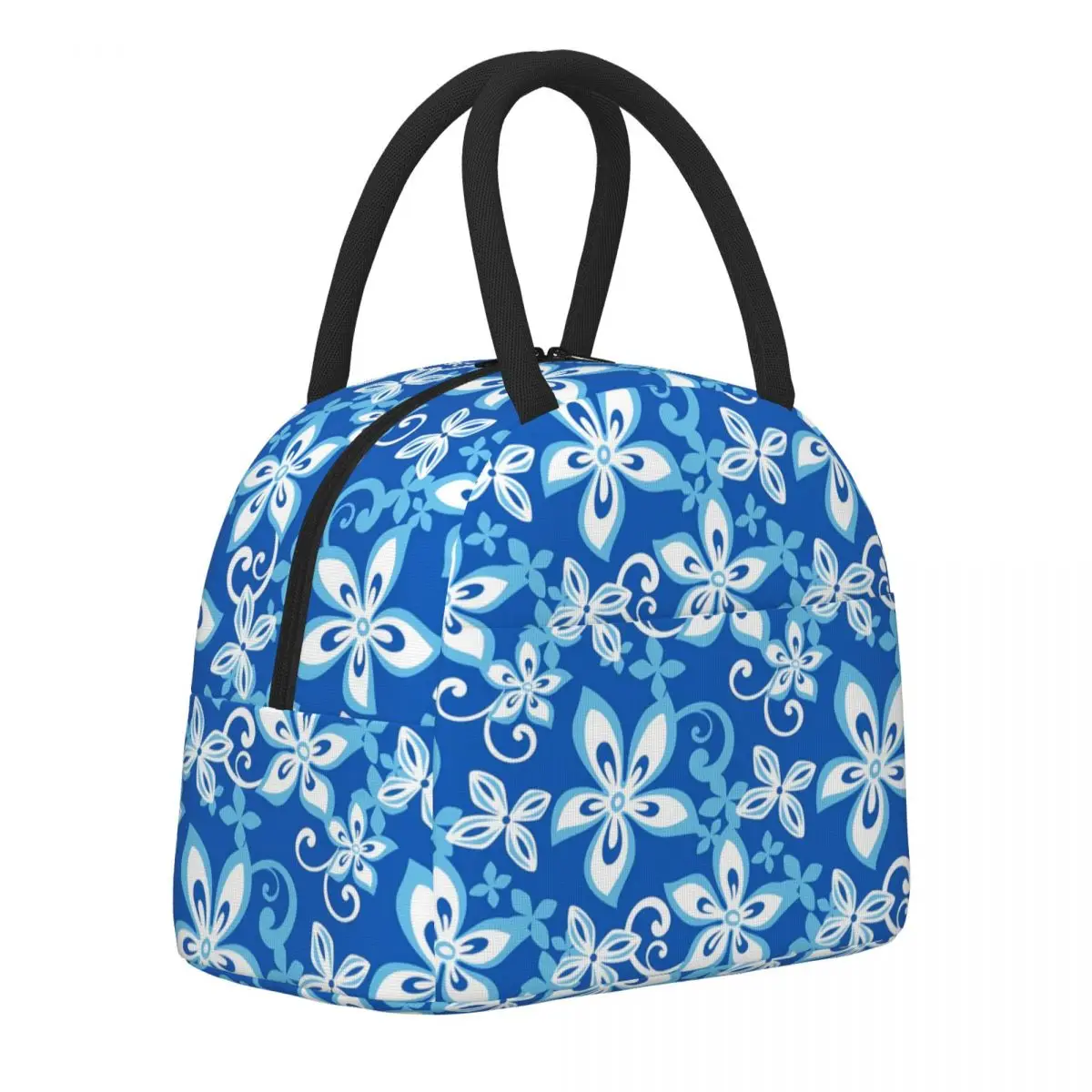 

Сумка для ланча с тропическим цветочным рисунком для женщин, синяя Гавайская коробка для ланча, милая уличная сумка-холодильник для пикника, портативные термосумки из ткани Оксфорд для ланча