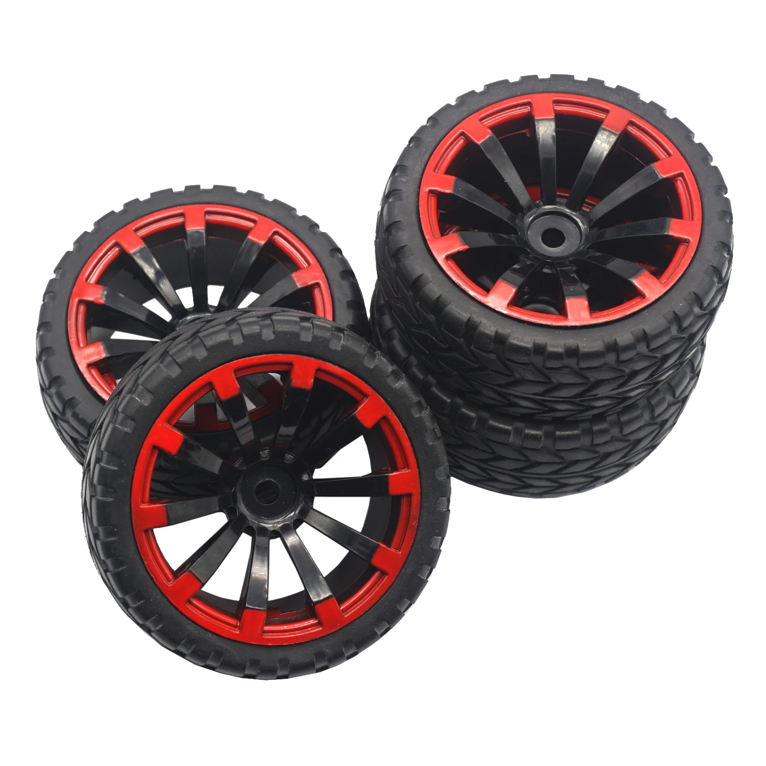 

4Pack OD 2.55" 12mm Hex Wheel Rims & Rubber Tires Set Compatible with HSP Redcat HPI Tamiya 1/10 RC On-Road Touring Drift Car