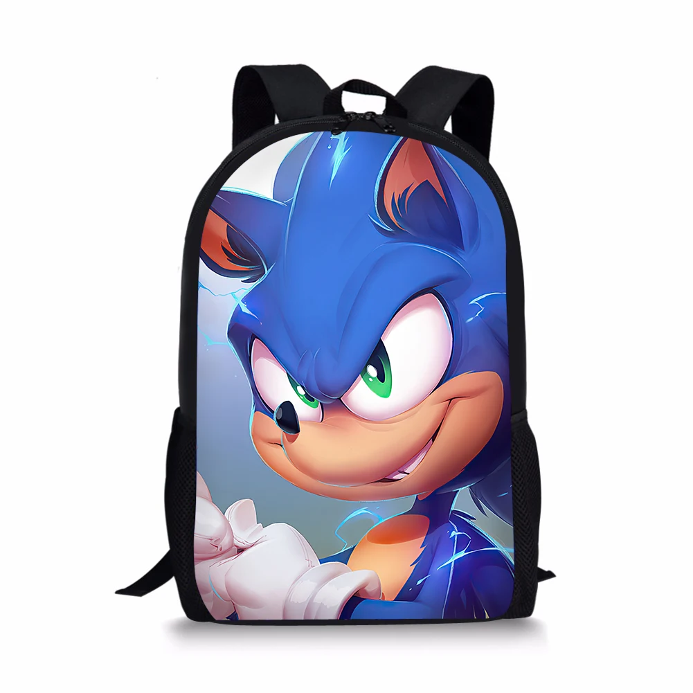 Sonic Pattern Print School Bags Daily Travel Climbing Durable Backpack Trendy Birthday Gift for Kids Fashion Knapsack