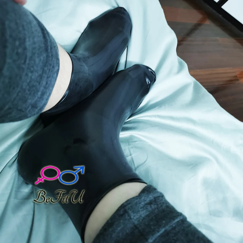 Latex Sox Cosplay Socks Fetish Hosierys 0.6mm plus thickness Natural Seamless Stockings sexy flexible