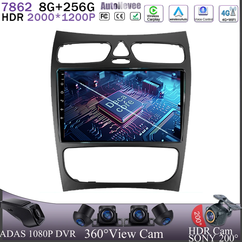 

Автомобильный Android 13 для Mercedes Benz CLK Class C209 A209 2002 - 2005 мультимедийный Беспроводной GPS QLED Радио экран DVD IPS TV 5G WIFI