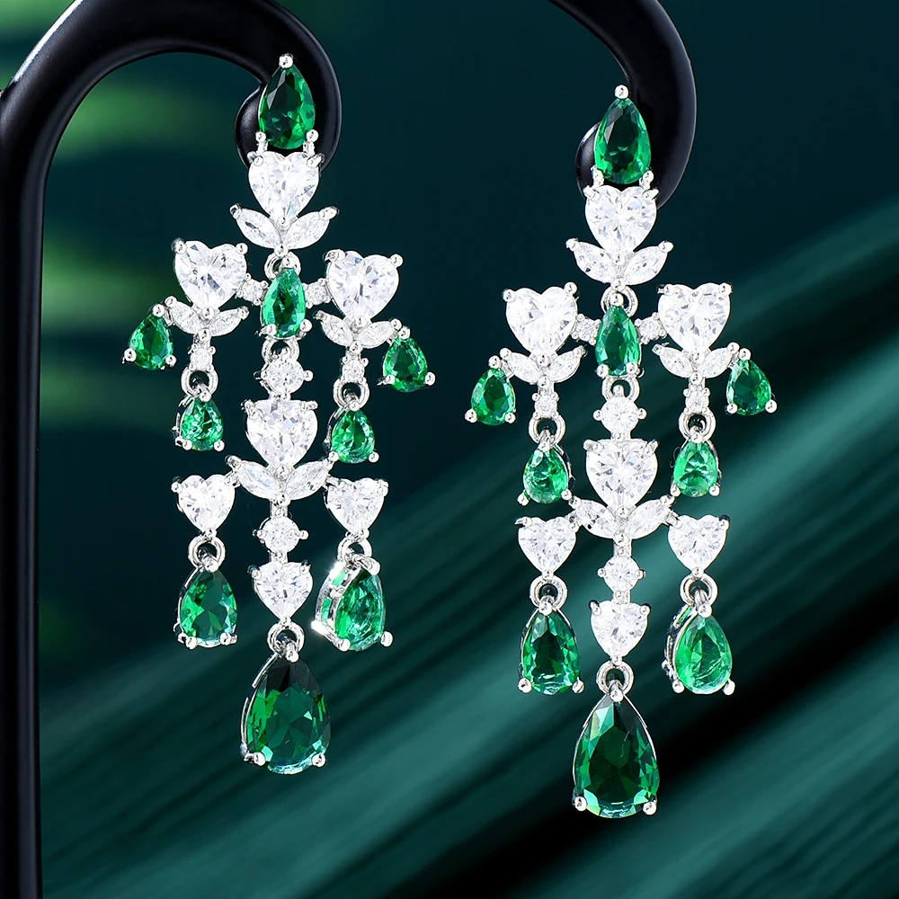 

Роскошные синие и зеленые серьги Kellybola в форме капли для женщин, свадебные женские серьги из Дубая с фианитами, свадебные серьги