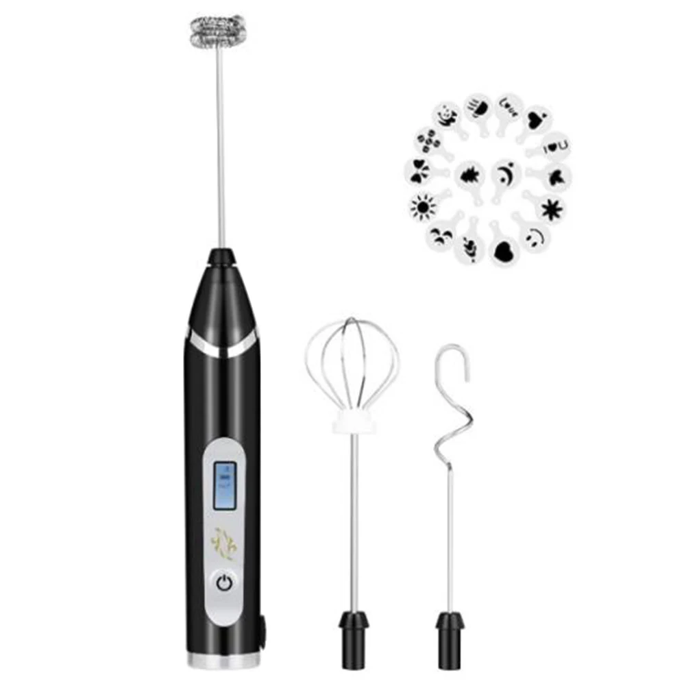 

Milk Frother Handheld USB LCD Electric Adjustable 3 Speeds Hand Milk Foam Maker Mini Blender Drink Mixer for Coffee