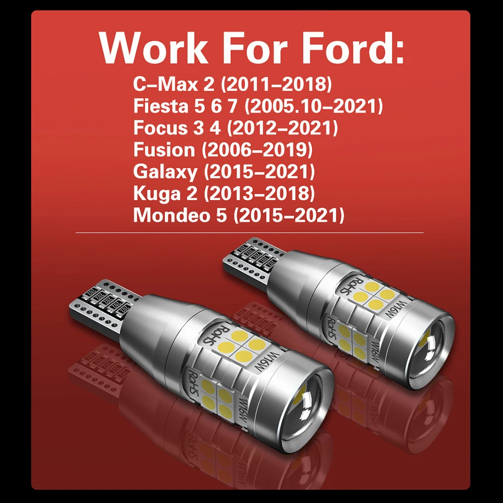 Светодиодная лампа заднего хода W16W T15 921 Canbus для Ford C-Max 2 Fiesta 5 6 7 Focus 3 4 Fusion Galaxy Kuga Mondeo