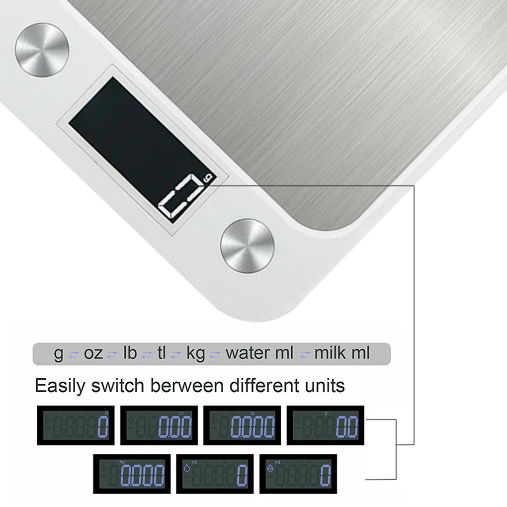 

Цифровые весы из нержавеющей стали, водонепроницаемый прибор для взвешивания с ЖК-экраном, максимальный вес 10 кг, 1 г