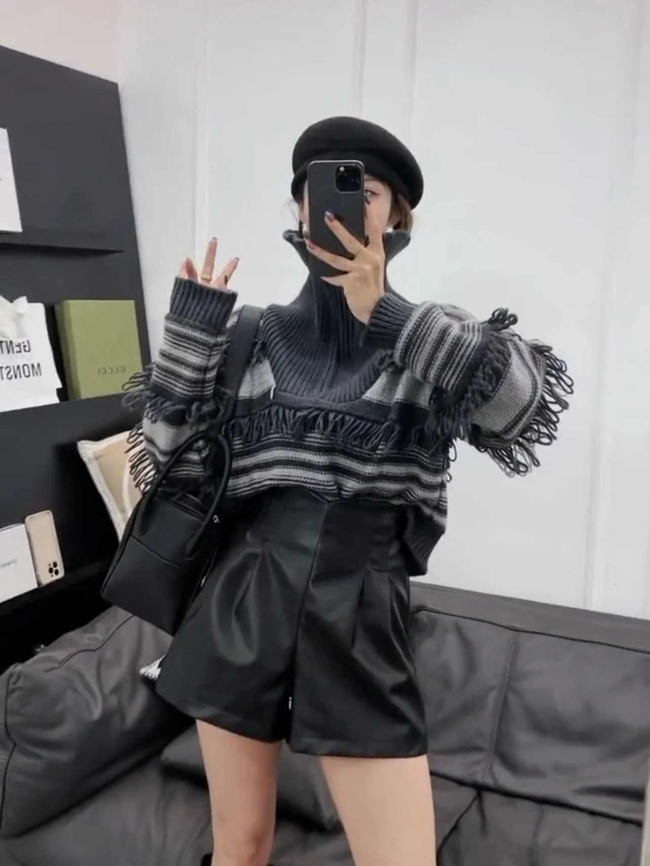 Женский пуловер в готическом стиле серый свитер 90-х Y2k винтажный элегантный