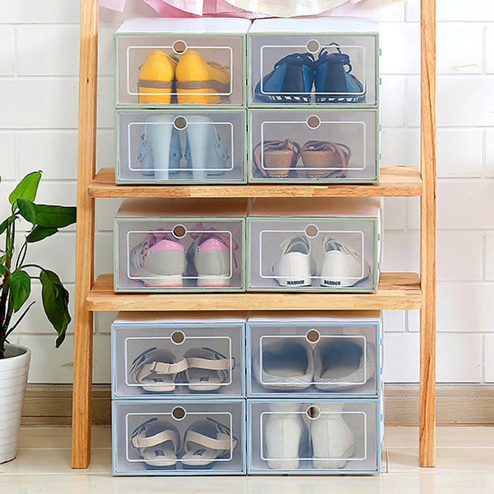 

Storage Box Shoes Transparent dustproof Stackable Drawer Case Organizer Shoebox shoe cabinet