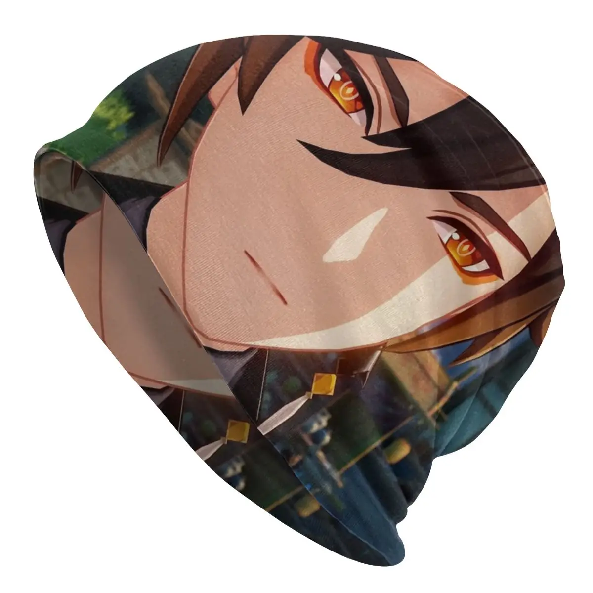 

Ударные шапки Zhongli Genshin, облегающие шапки, шапки для мужчин и женщин, уличная зимняя теплая вязаная шапка унисекс, шапки для взрослых с рисунк...