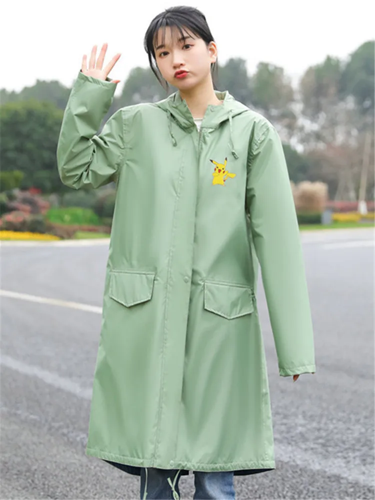 Light Green Rain Coat Women Men Ladies Hiking Raincoat Poncho Breathable Long Portable Tour Rainwear Climbing Jacket