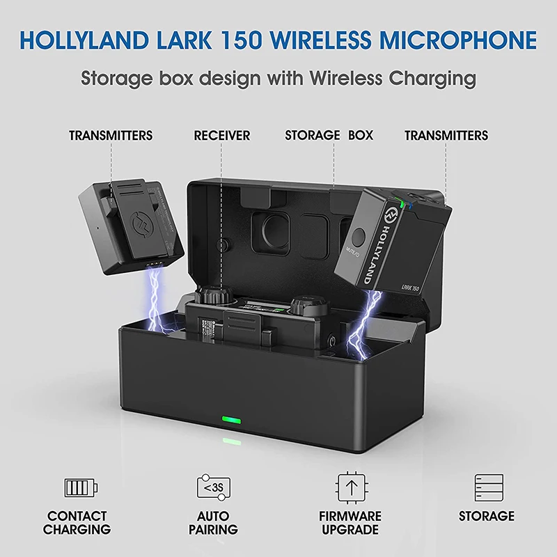Hollyland Lark 150 [Official] Wireless Lavalier Microphone 2 Send 1 Receive 20.5g Live Interview Vlog Photography Microphone