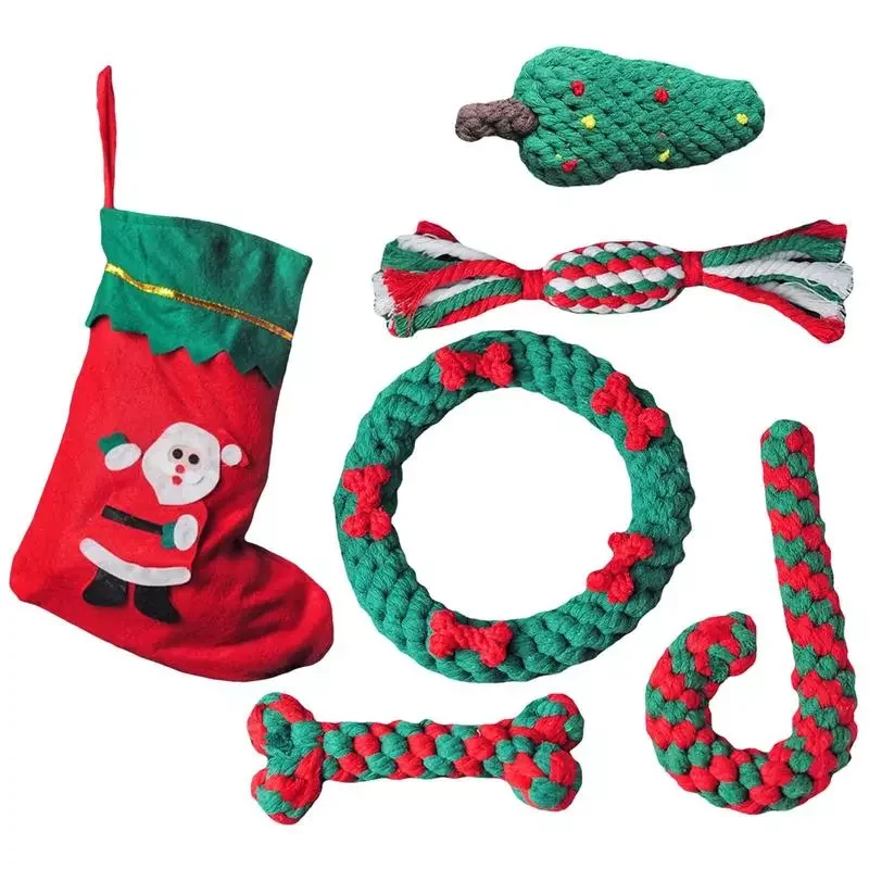 

Christmas Dog Rope Toys Dog Rope Toy For Aggressive Chewers Dog Accessories For Gum Massage And Healthy For All Breeds
