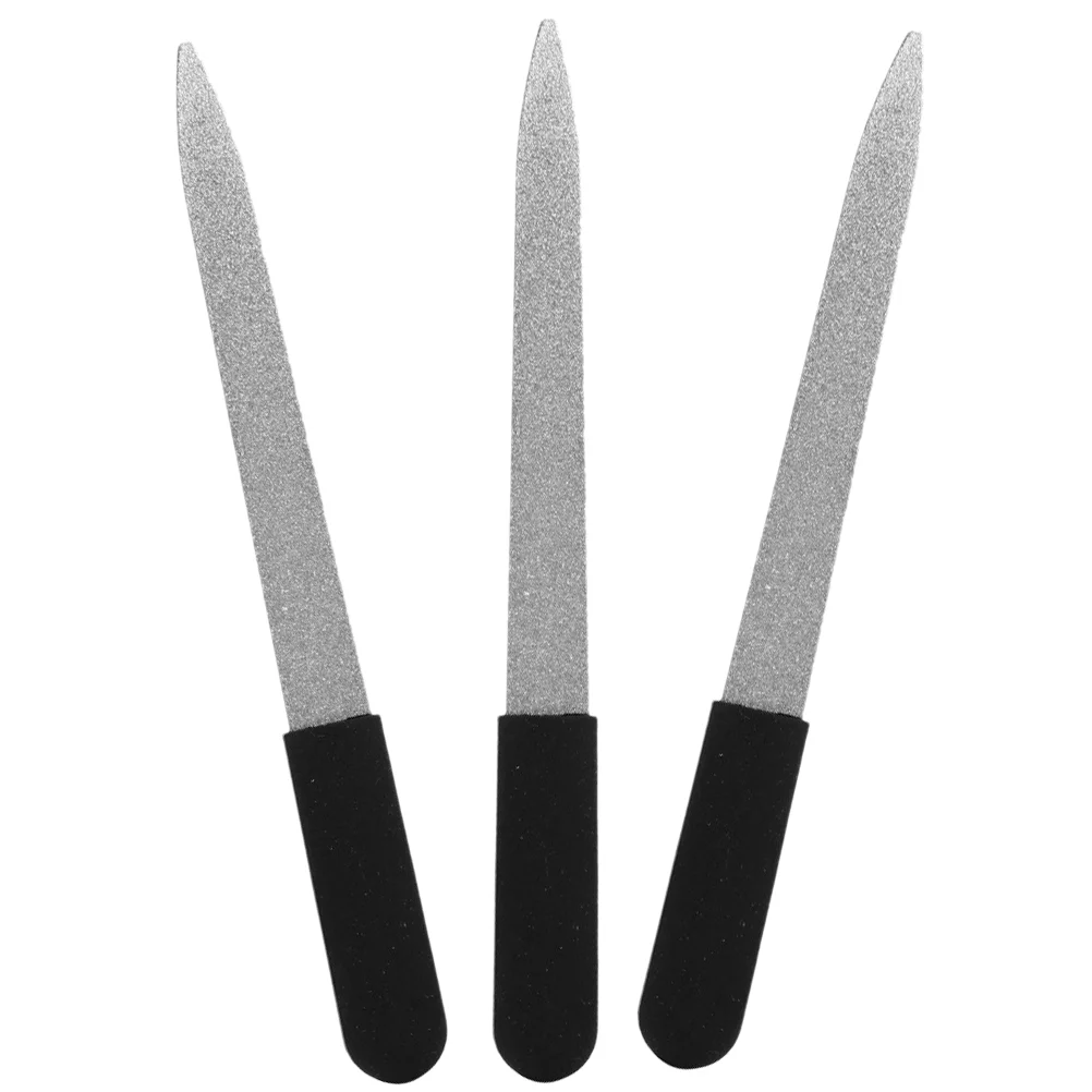 

3 Pcs Metal Nail Files Natural Nails Double Sided Adults Stainless Steel Manicure Tools Trimming Tools