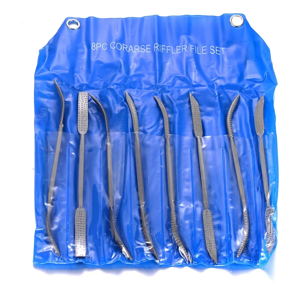 

8pcs 190mm Curved File Coarse Riffler Cutter Carbon Steel Woodworking Construction Professional Wood Carpentry Tools