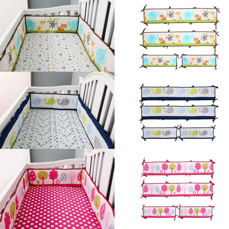 

4Pcs Baby Bed Bumper Cotton Soft Crib Protector Infant Cushion Baby Crib Protector Babies Anti-Collision Bumper Room Decor