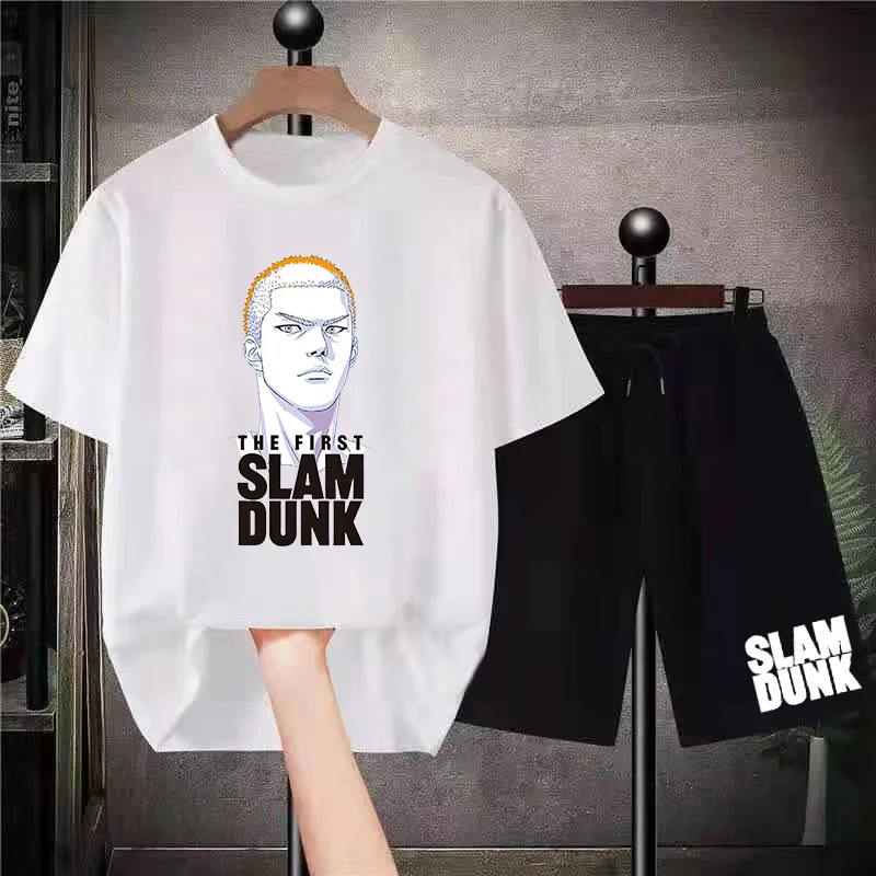 

2023 Slam Dunk Cotton Sirt Sets Japan Mana rapic Men T-Sirt Sorts Suit Streetwear Basketball Sportwear Oversized Anime Tee