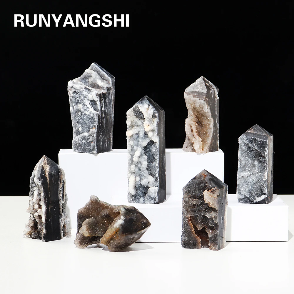 

1 шт. натуральная черная башня Sphalerite, стандартная натуральная скульптура, украшение колонны из драгоценных камней