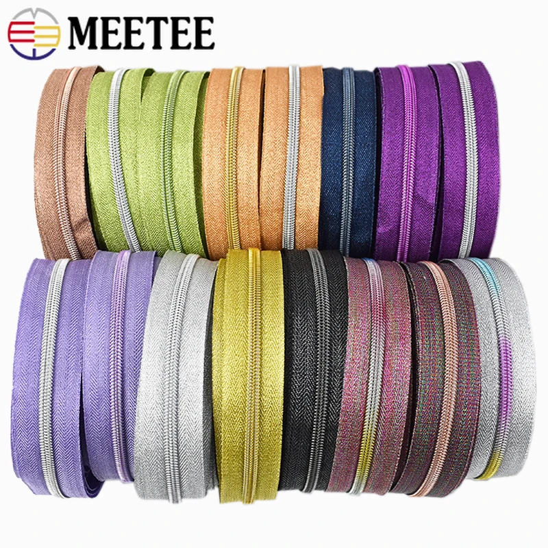 

3/5/10/20M Meetee 5# Nylon Zippers Tape Bag Coil Sewing Zipper Garment Handbag Decorative Continuous Zip Roll Sewing Accessories