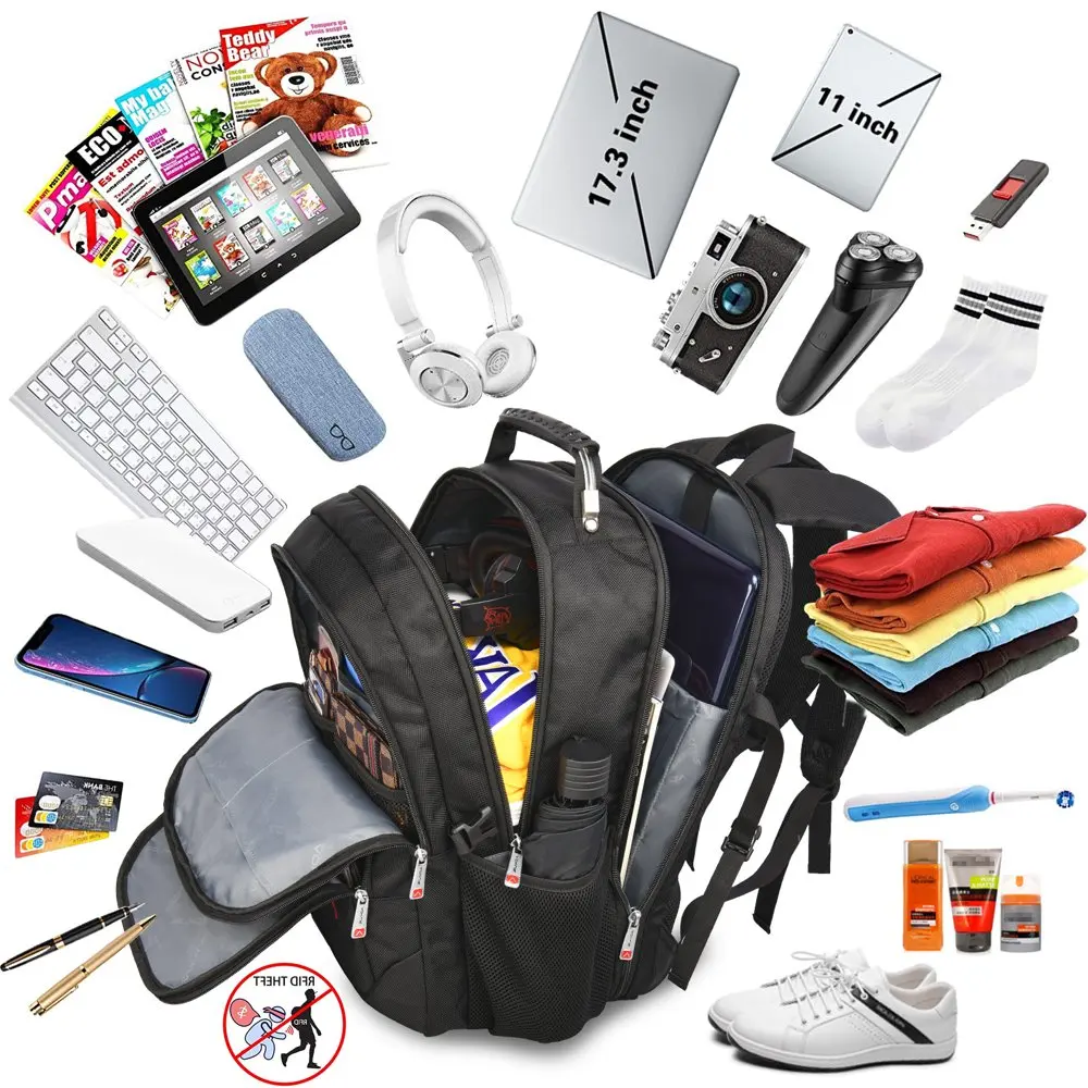 Extra Large 55L Travel Backpack for Men Women, 17.3 inch RIFD Safe Carry on Bag, TSA Friendly Business Computer Backpack with US