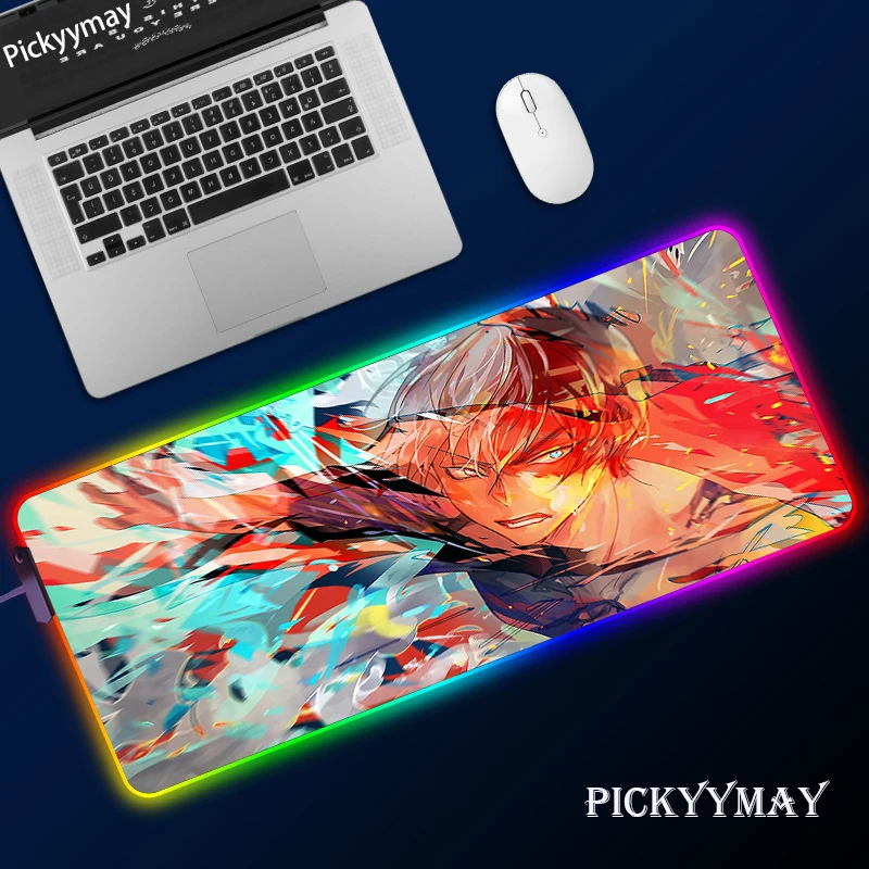 

My Hero Academia Gaming Mousepad Game Slipmat RGB Led Setup Gamer Decoration Cool Mouse Mat Pc Republic Of Gamers With Cable Rug