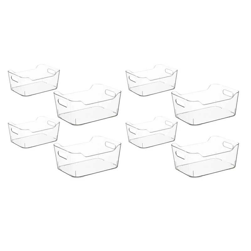 

Set Of Fridge Organisers - 8 Clear Storage Organiser Drawers Containers Boxes For Kitchen Fridge Pantry Cupboard