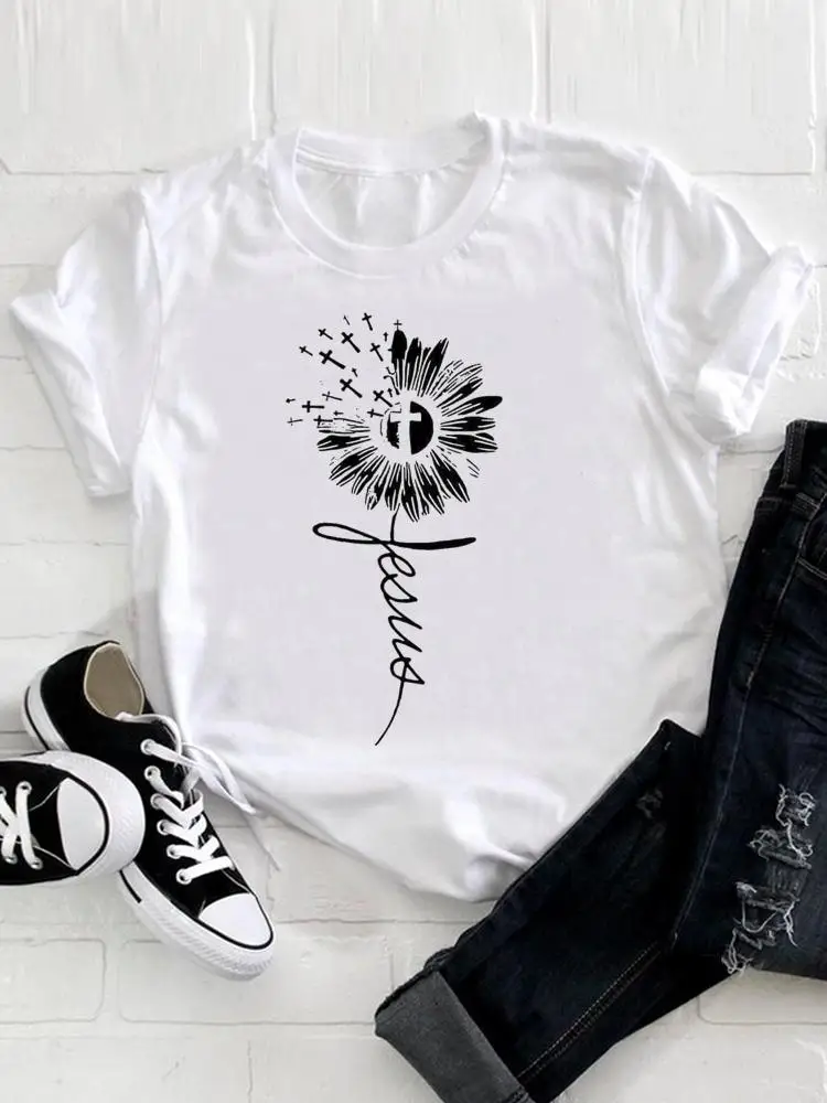 

Female Top Faith 90s Trend Cute Style Short Sleeve Fashion Tee Clothes Casual Summer Women Clothing Print Tshirt Graphic T-shirt