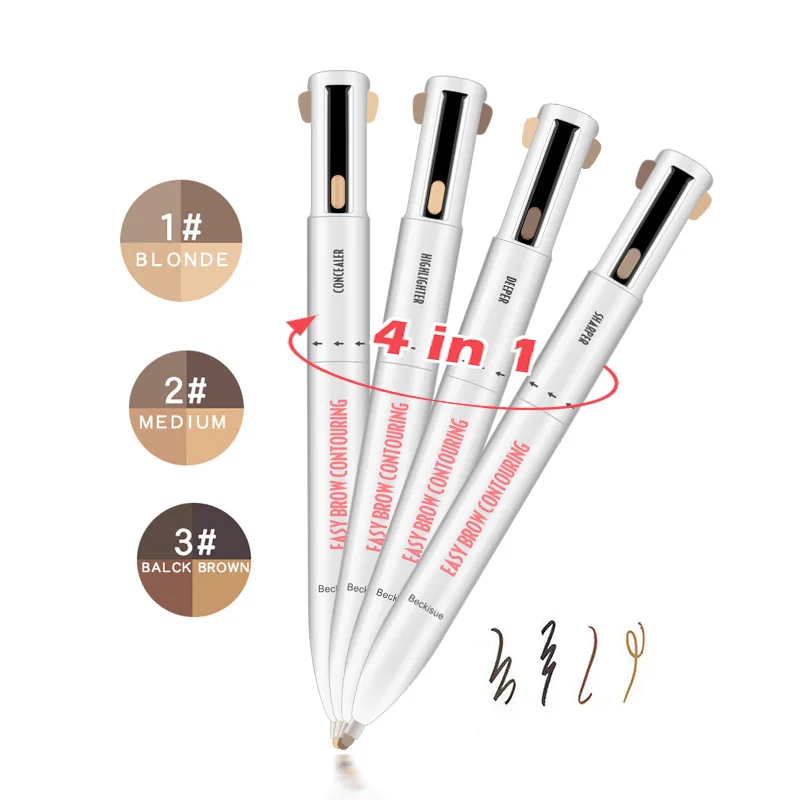 

4 In 1 Easy To Wear Eyebrow Contour Pen Waterproof Defining Eye Brow Long Lasting Eyebrow Enhancer Pencil Makeup