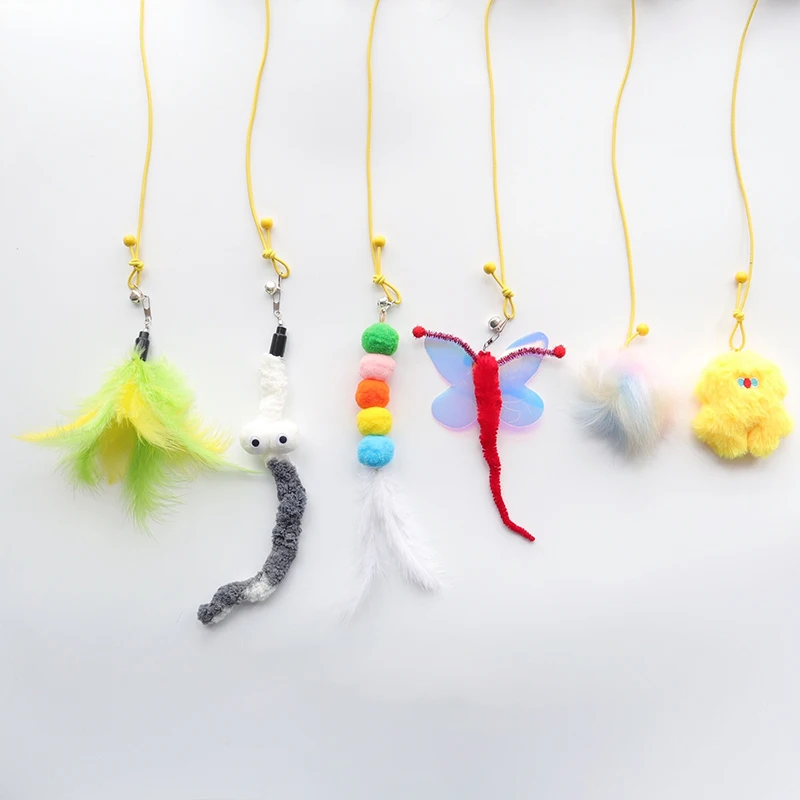 

Hanging Cat Toy Funny Feather Butterfly Retractable Scratch Rope Interactive Toy Kitten Playing Stick Self-excited Pet Supplies