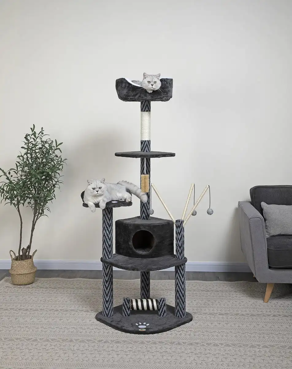 

Go Pet Club Cat Tree - Gray and Black - 62 in.