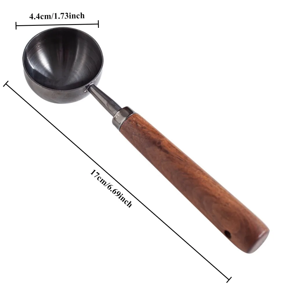 

4/8/25/30ml Wooden Long Handle Stainless Steel Coffee Scoop Tablespoon Measuring Spoon Walnut Wood Coffee Spoons Cafe Decoration