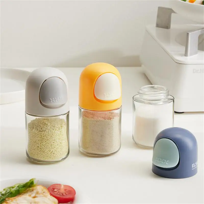 

New Quantitative Salt Pot, Glass Seasoning Pot, Kitchen Press Type Moisture-proof Sealed Metering Seasoning Bottle