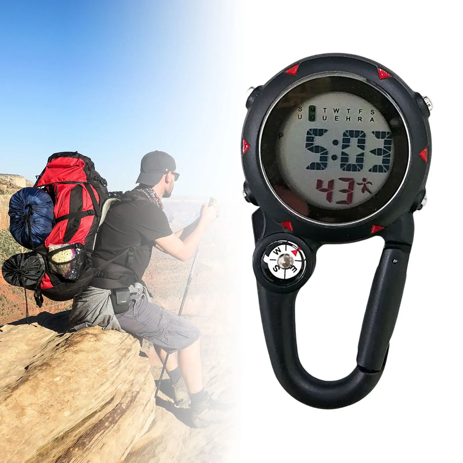 

Digital Display Mountaineering Buckle Table Luminous Multifunctional Electronic Hanging Watch Work Learning Time Alarm Clock Com