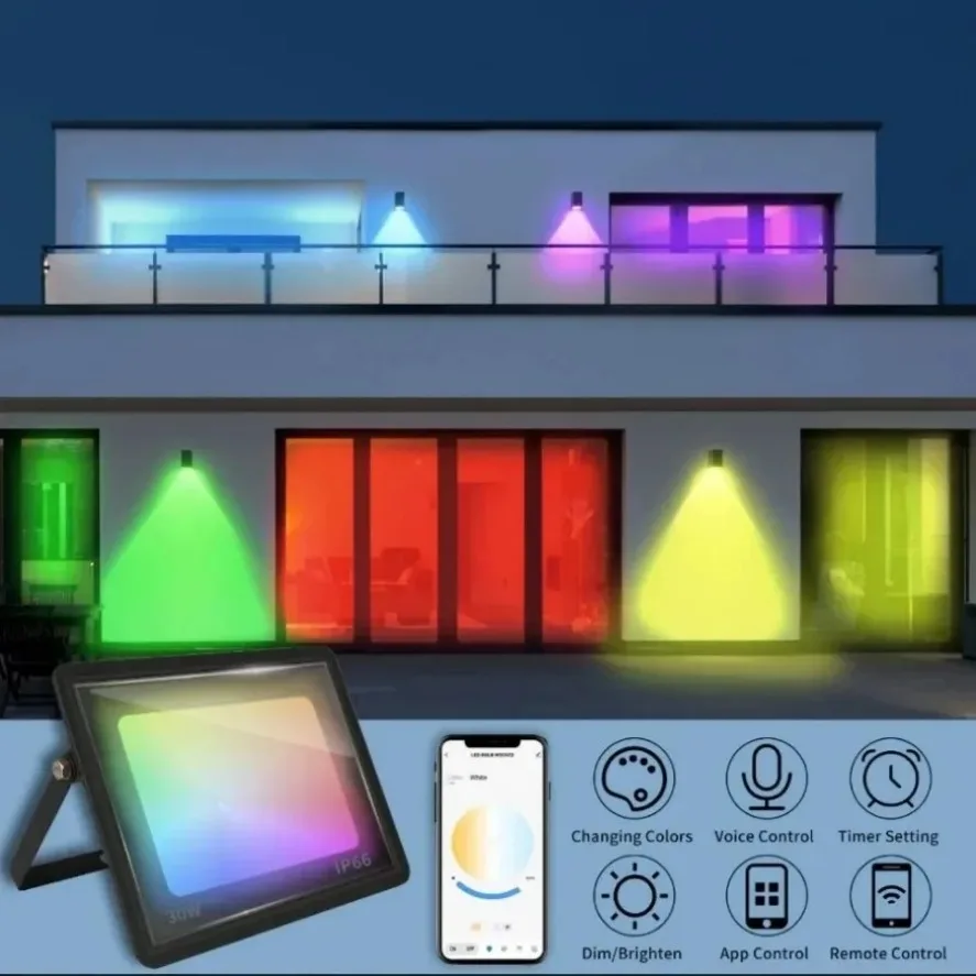 Смарт-прожектор TUYA с Wi-Fi RGB управление через приложение IP66 3000-6500K 30 Вт 50 100 В