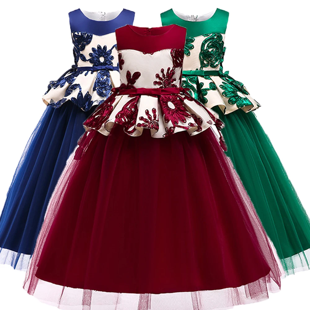 

Детские платья принцессы для девочек, кружевные тюлевые Платья с цветочным орнаментом для девочек, платья на свадьбу, день рождения, детски...